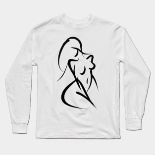 Stick figure woman in black ink Long Sleeve T-Shirt